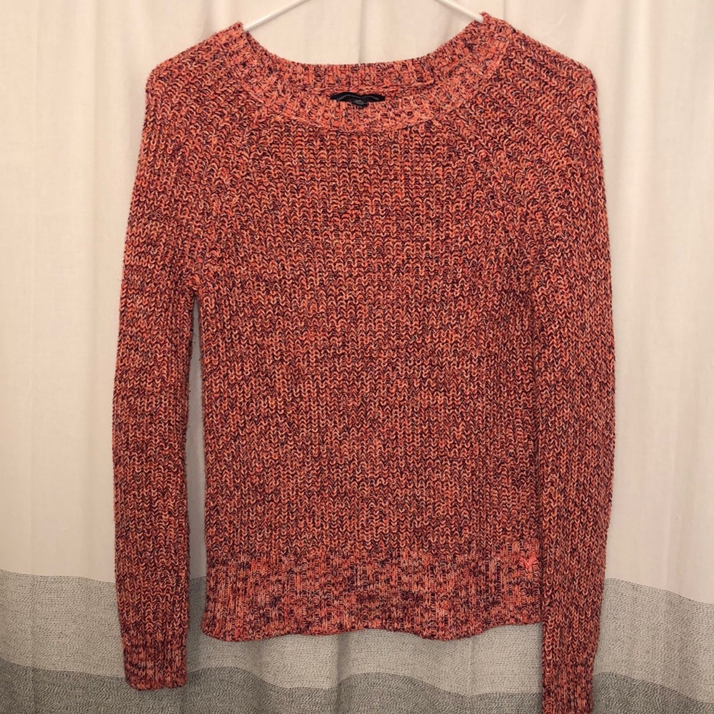 American Eagle Pink Purple Orange White Knit Sweater Size Small